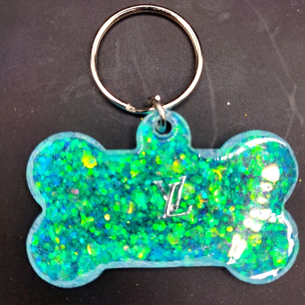 Hand made dog tag nice looking with glitter we can personalized for your dog